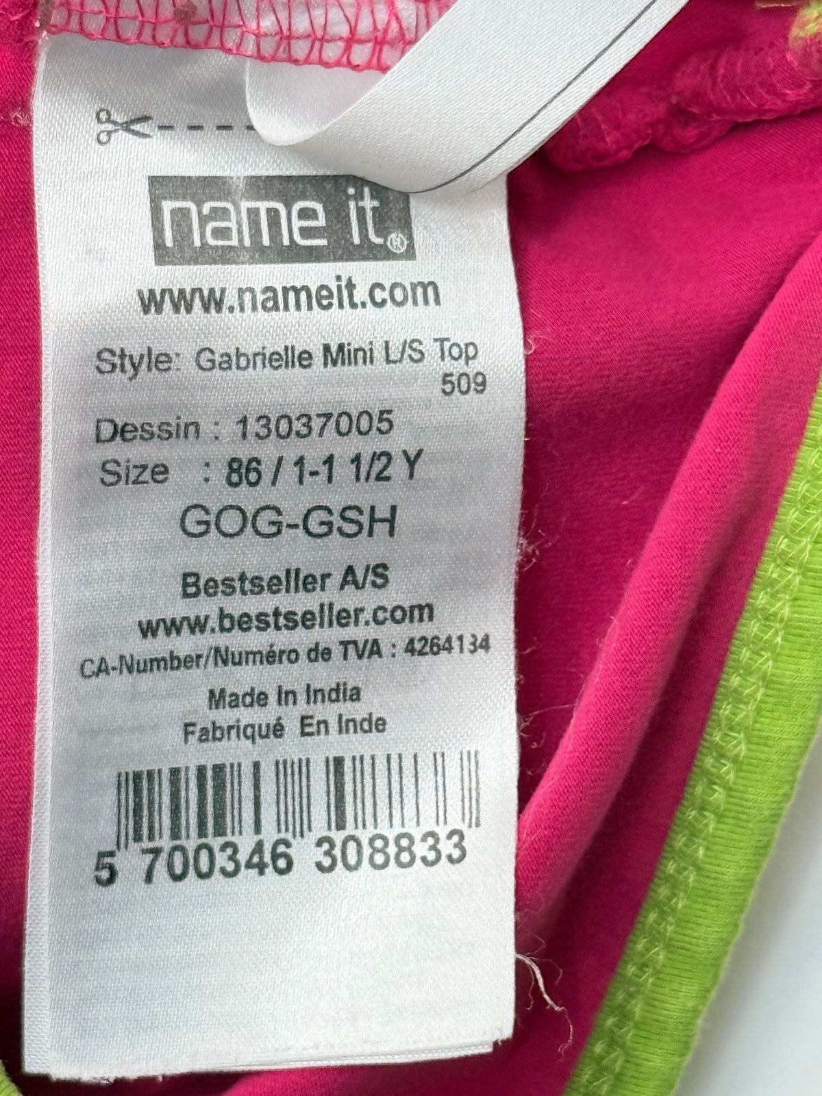 Name It Pink Graphic Long Sleeve Top 18-24m
