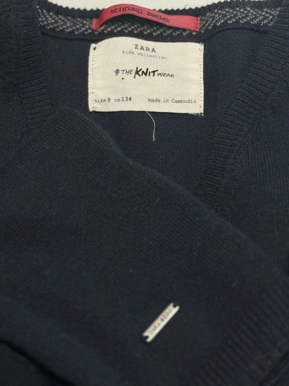 Pull en maille bleu marine Zara Taille 9