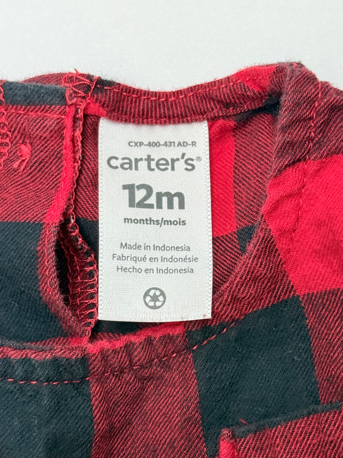 Carter's Buffalo Plaid Flannel Dress 12M