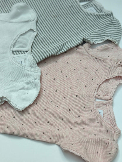 Baby Gap Ribbed Ruffle Bodysuit 3pc Set 12-18M
