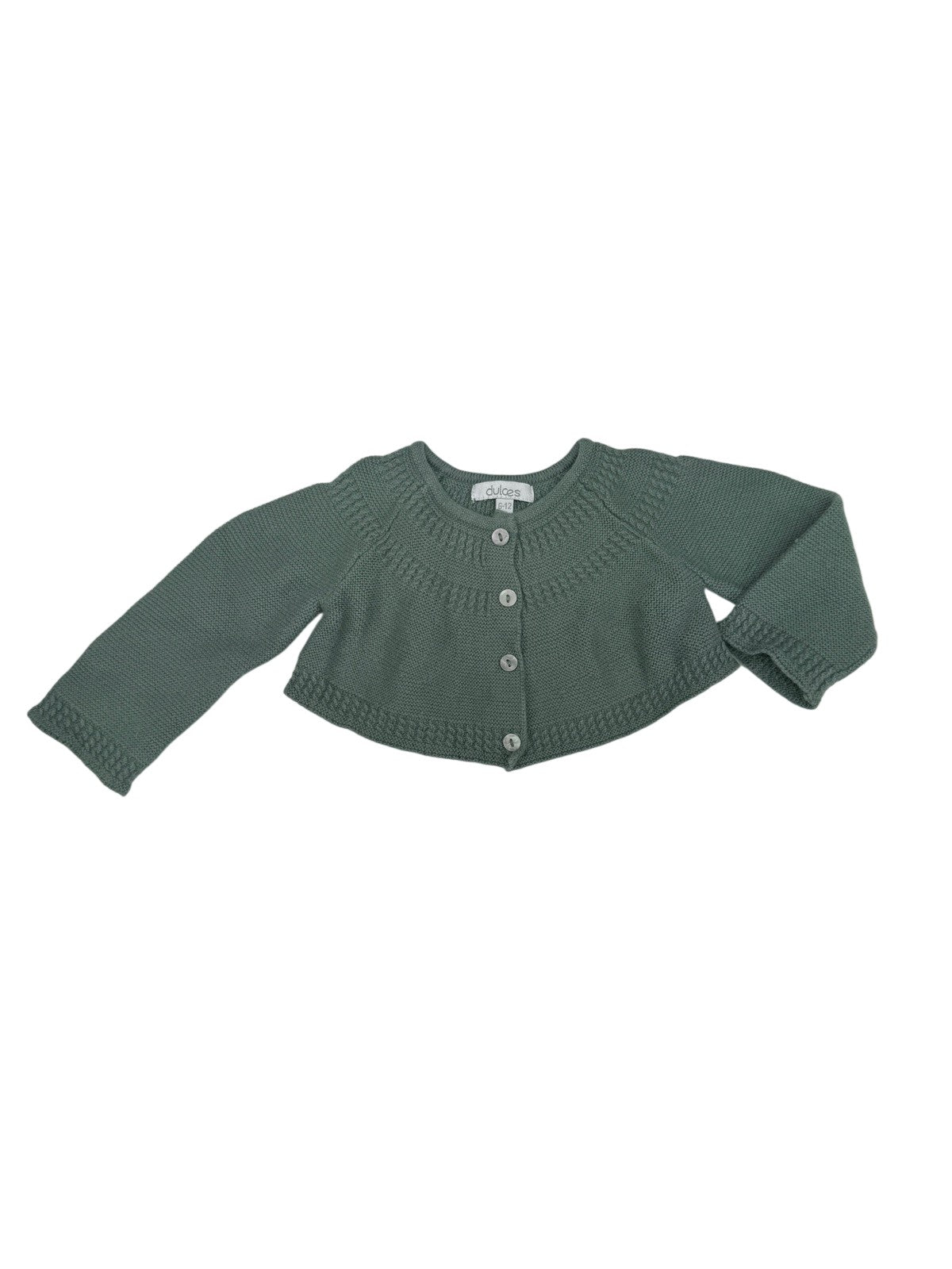 Dulces Green Knit Button Cardigan 6-12m