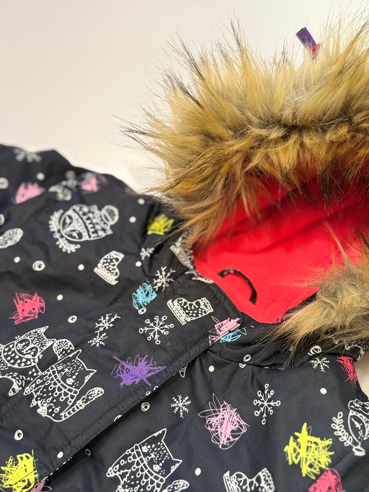 Deux Par Deux Winter Snowsuit Cat Print 3T