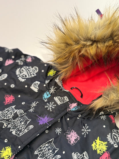 Deux Par Deux Winter Snowsuit Cat Print 3T