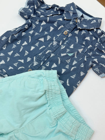 Nautica Sailboat Shirt & Shorts Set 18M