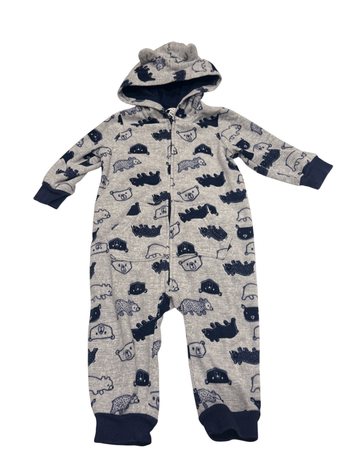 George Baby Bear Print Hooded Romper 12-18M
