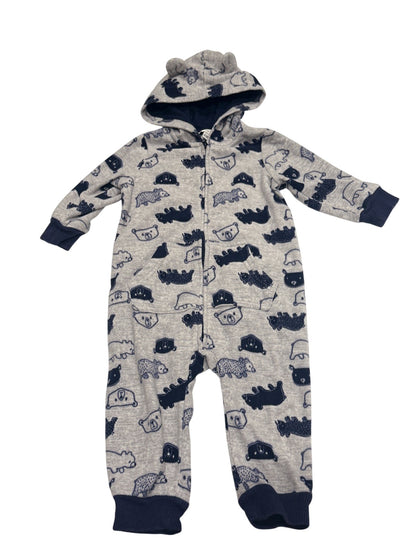 George Baby Bear Print Hooded Romper 12-18M