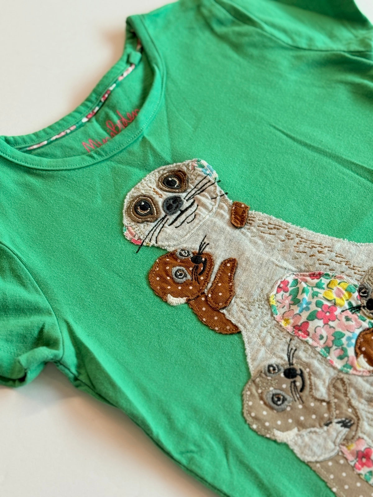 Mini Boden Meerkat Appliqué Green T-Shirt 4-5Y
