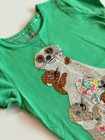 Mini Boden Meerkat Appliqué Green T-Shirt 4-5Y