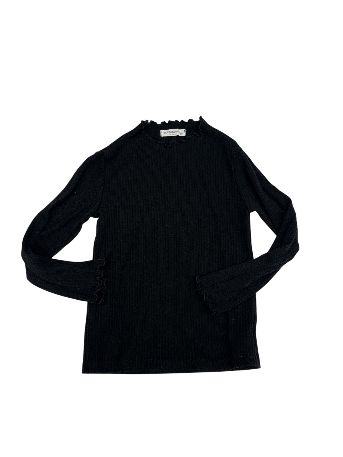 Bubble Tree Black Ribbed Ruffle Top Size 10