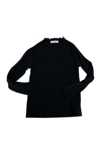 Bubble Tree Black Ribbed Ruffle Top Size 10