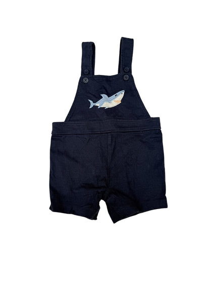 Pekkle Shark Embroidered Overalls Shortalls 9M