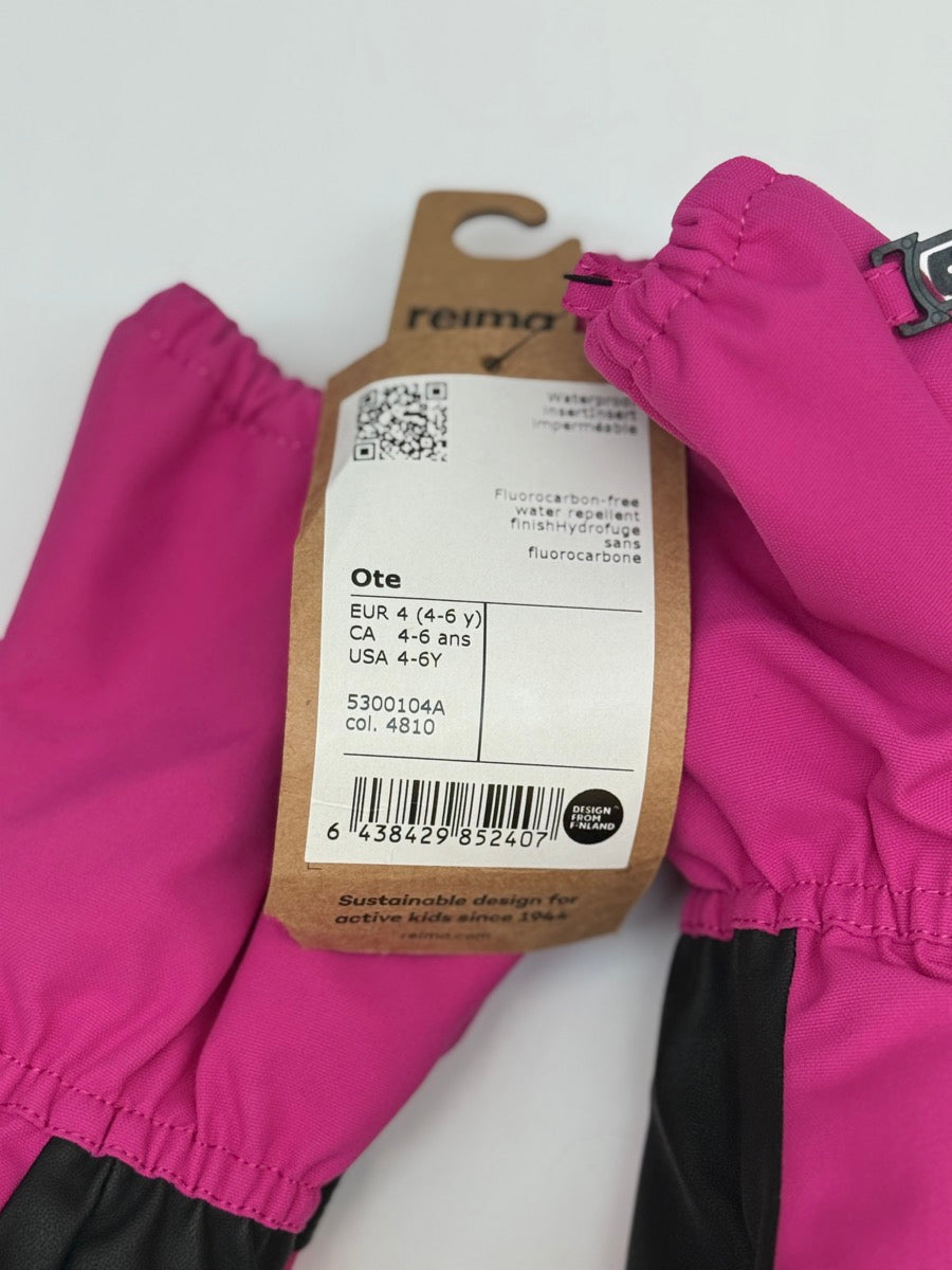Reima Ote TEC Pink Mittens Size 4-6Y