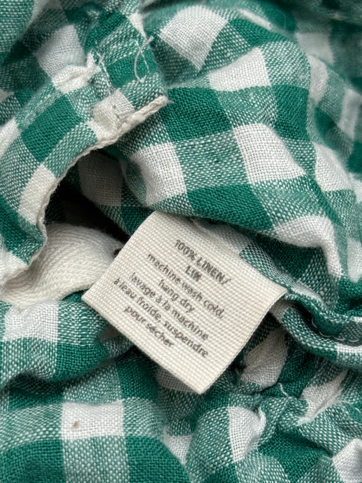 Petits Vilains Green Gingham Linen Romper 18/24M