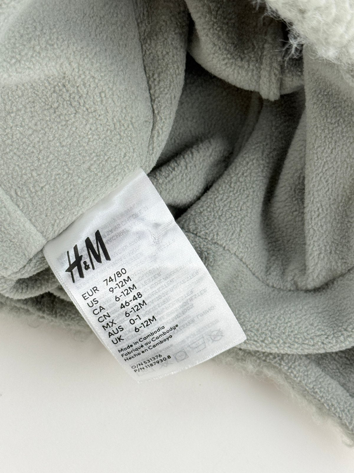 H&M Gray Sherpa Bear Ear Hat 9-12M