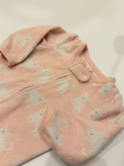Simple Joys Pink Cat Print Footed Sleeper 6-9M