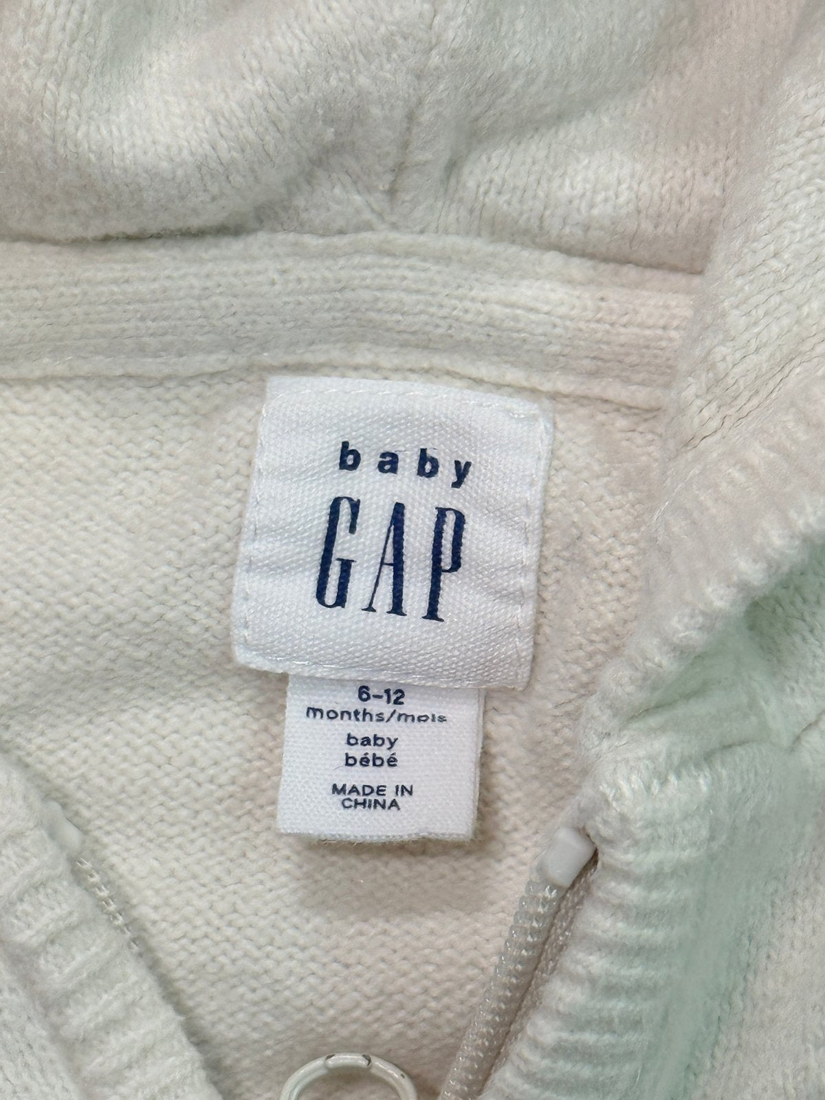 baby GAP Cream Knit Bear Ear Hoodie 6-12M