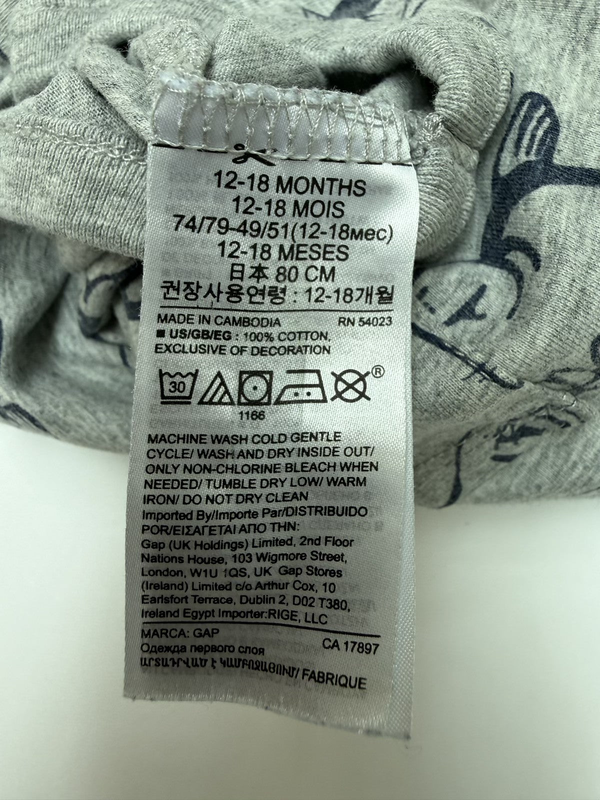 Baby Gap Walrus Print Bodysuit 12-18M