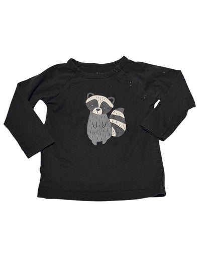 Black Raccoon Long Sleeve Baby Bodysuit 3M
