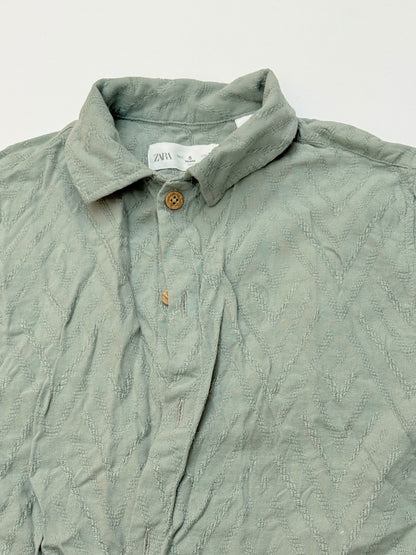 Zara Textured Green Short Sleeve Shirt 5Y