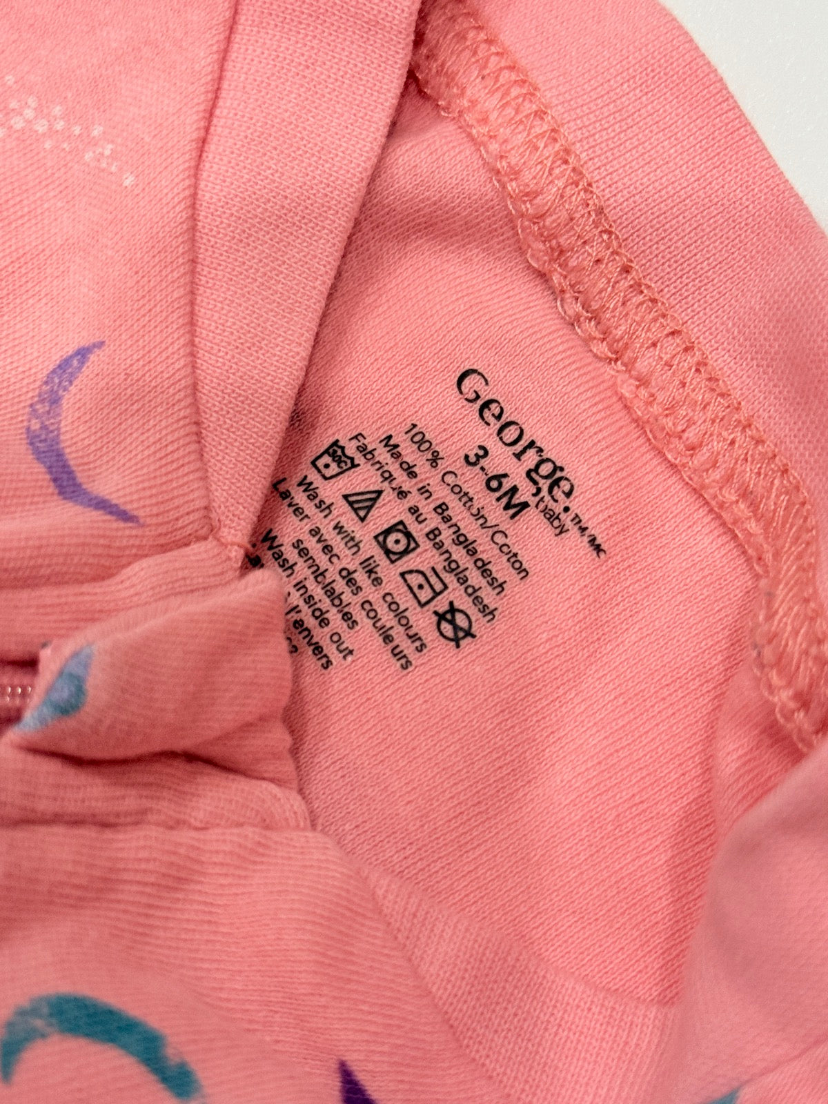 George Baby Pink Space Footed Sleeper 3-6M