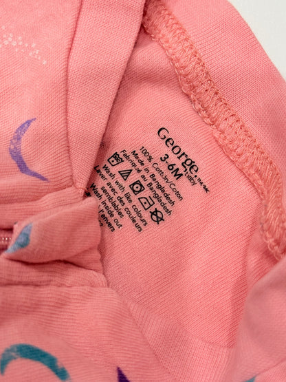 George Baby Pink Space Footed Sleeper 3-6M