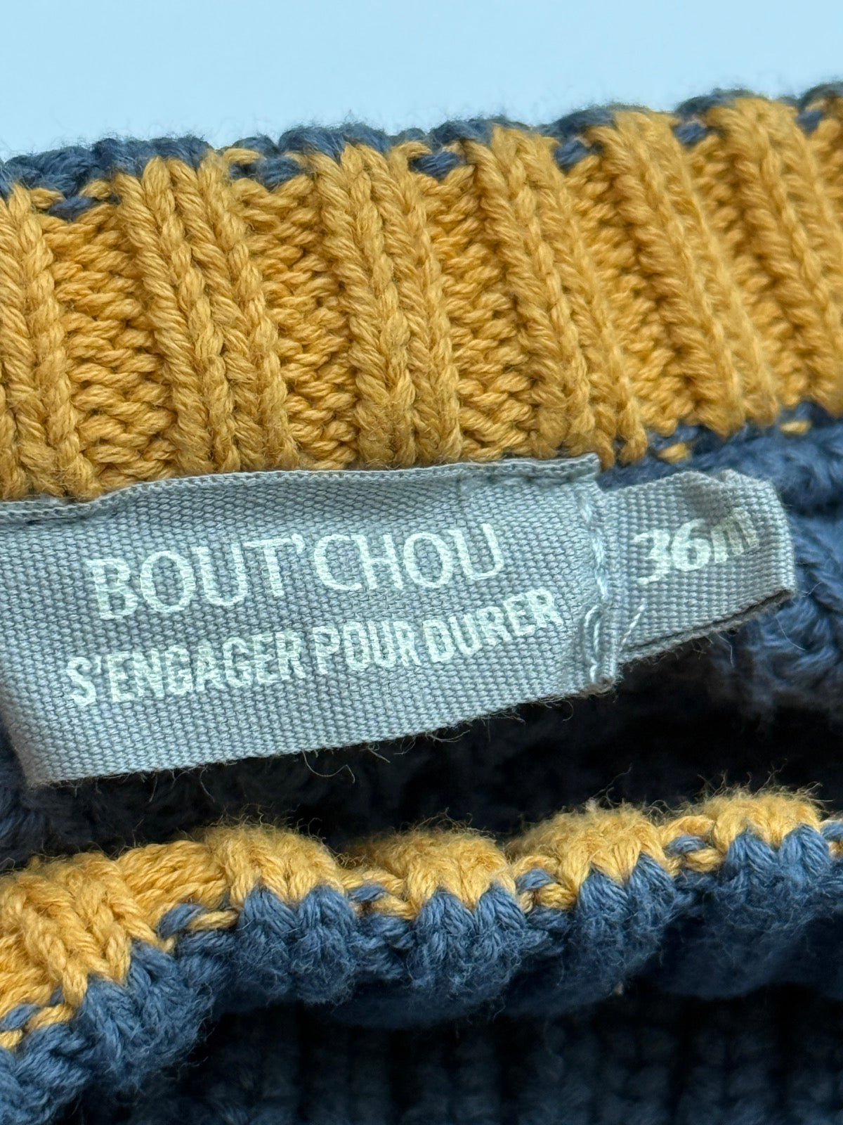 Bout'Chou Blue Knit Sweater Letter A 3T