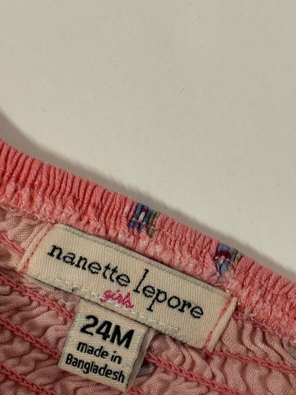 Nanette Lepore Girls Floral Smocked Dress 24M