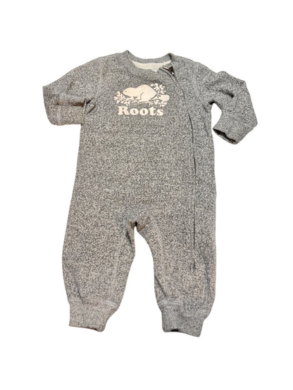 Roots Baby Light Pink logo & Grey Knit Romper 6-12M