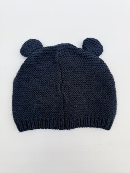 Navy Knit Bear Ear Baby Hat