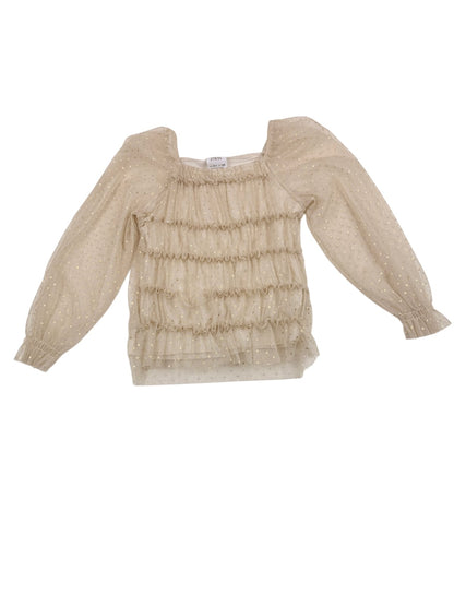 Zara Gold Dot Tulle Ruffle Top Size 6-7