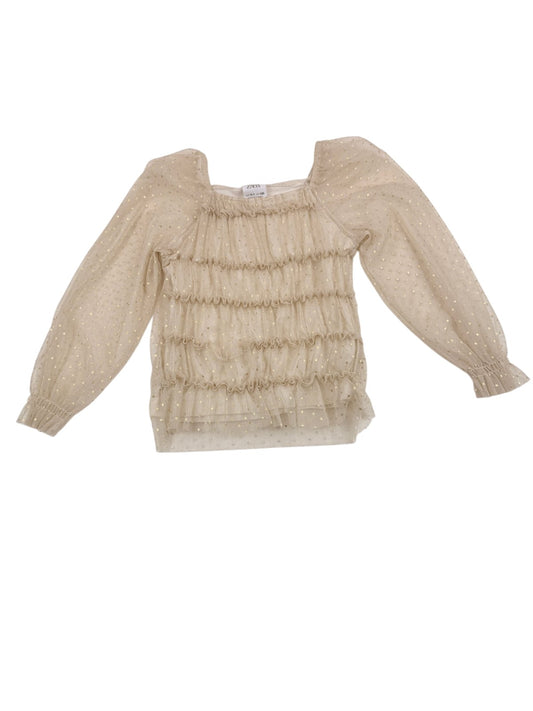 Zara Gold Dot Tulle Ruffle Top Size 6-7