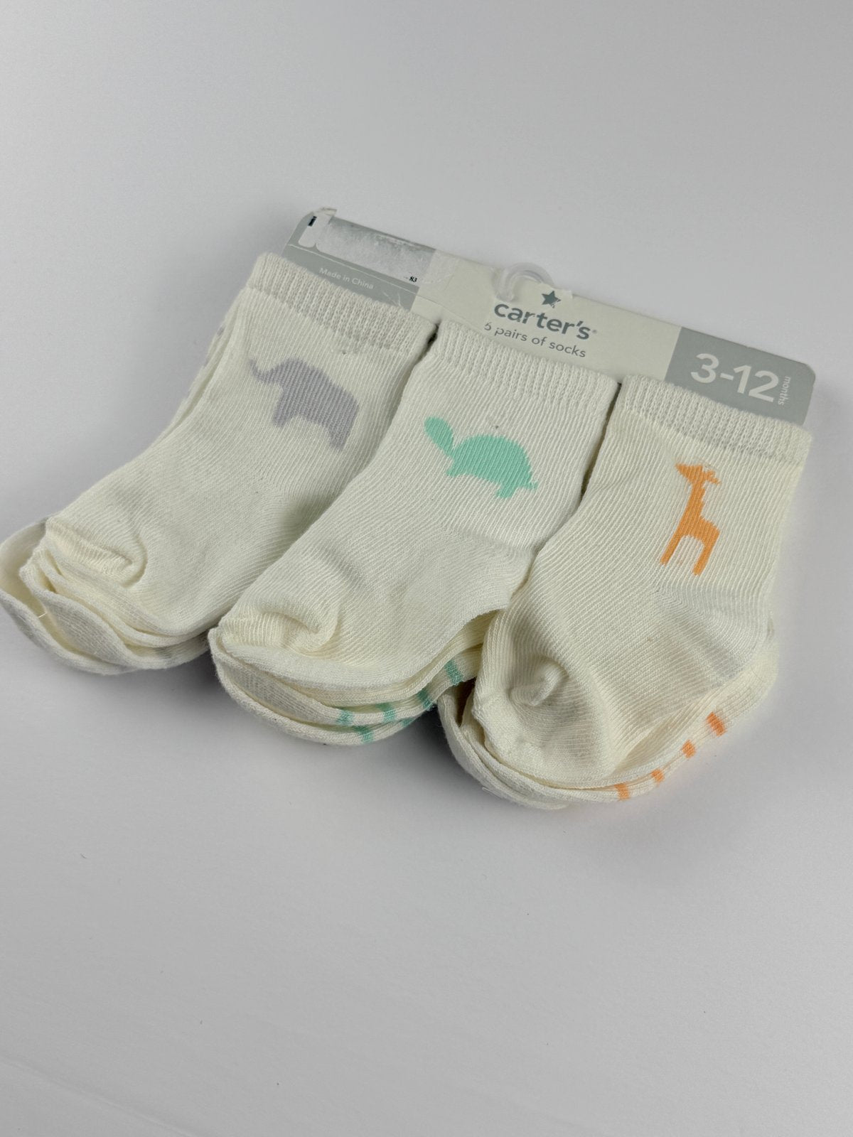 NWT - Carter's 6-Pair Animal Baby Socks 3-12M