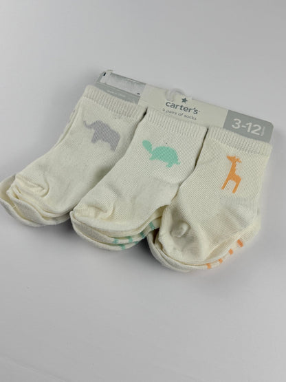 NWT - Carter's 6-Pair Animal Baby Socks 3-12M
