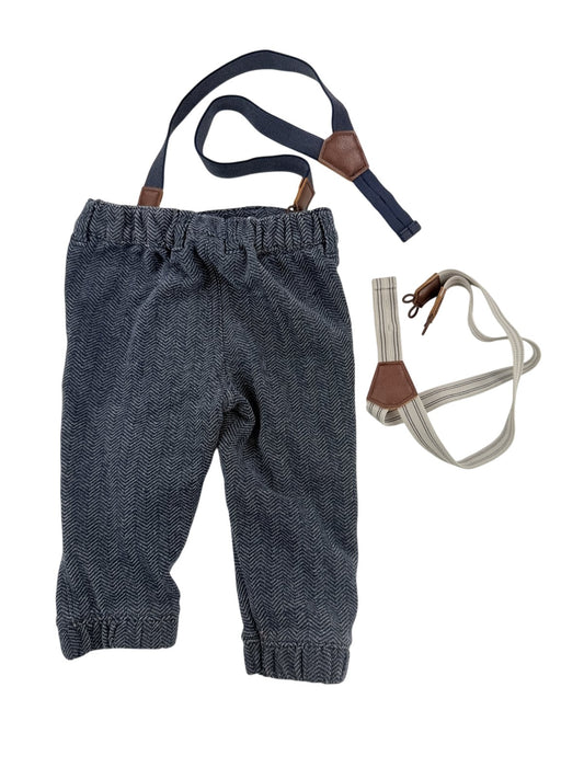 Joe Fresh Herringbone Pants with Suspenders 12-18M