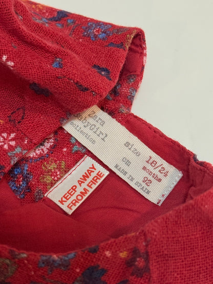 Zara Baby Girl Red Floral Dress 18-24m
