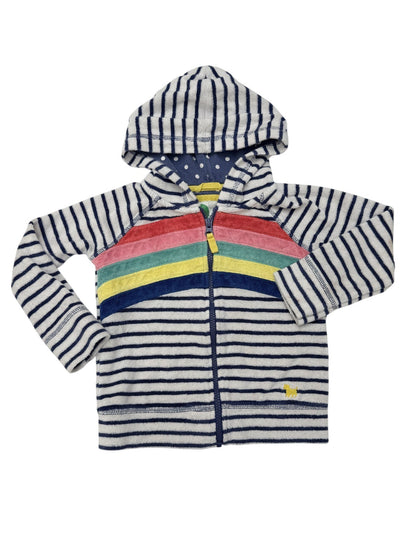 Mini Boden Rainbow Stripe Terry Hoodie 4-5Y