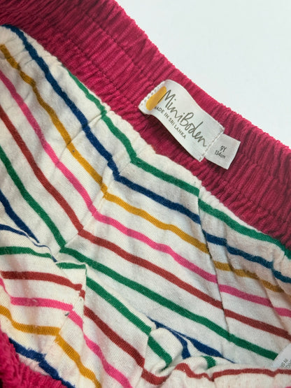 Mini Boden Pink Corduroy Lined Pants 9Y