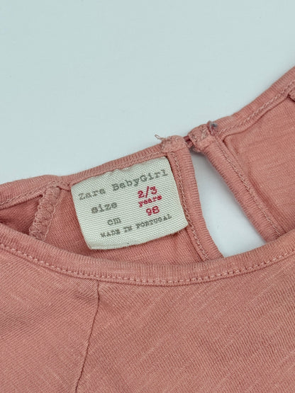 Zara BabyGirl Pink Star Ruffle Tee 2/3Y