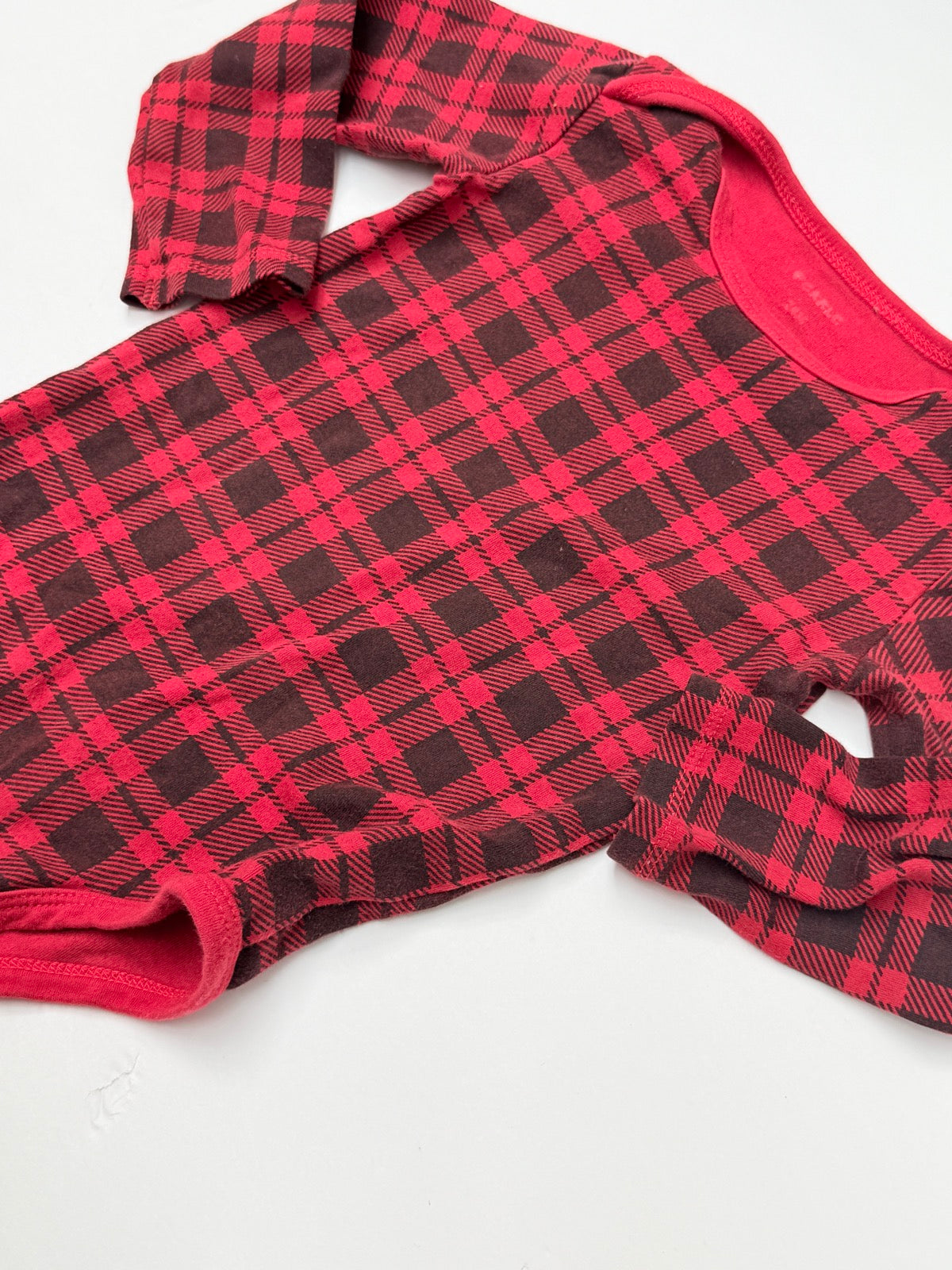 Pekkle Red Plaid Long Sleeve Bodysuit 24m