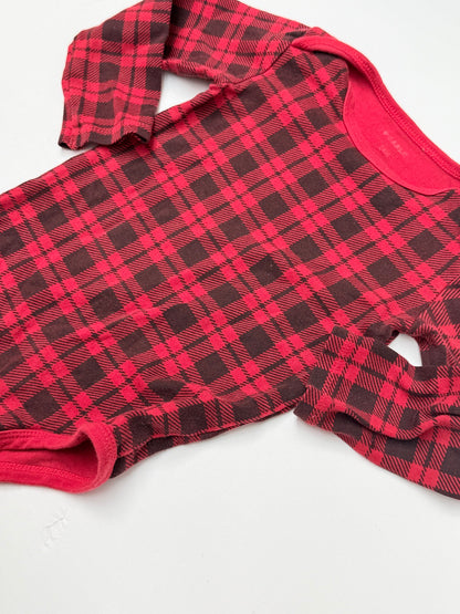 Pekkle Red Plaid Long Sleeve Bodysuit 24m