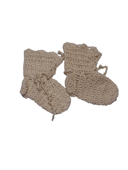 Handmade Crochet Baby Booties Newborn Cream