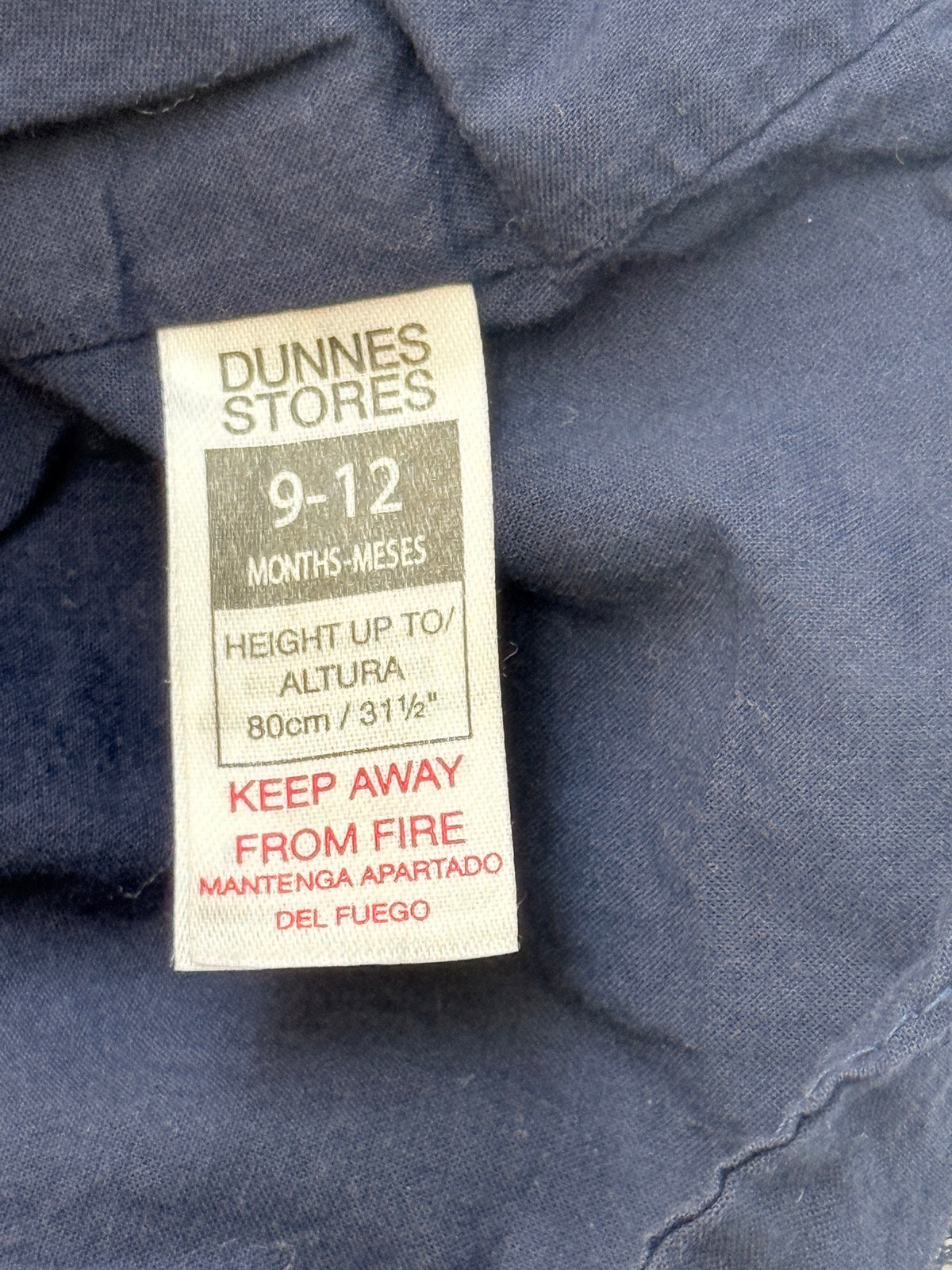 Dunnes Stores Navy Velvet Smocked Dress 9-12M