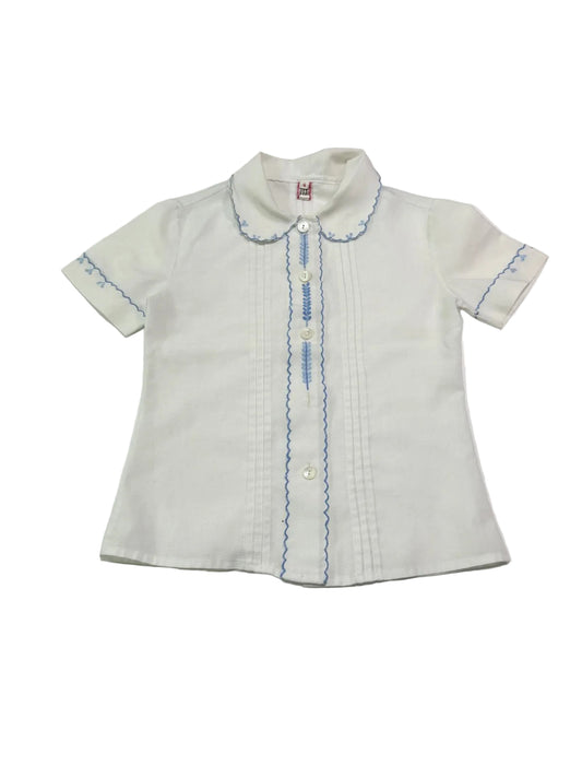 Galerias Preciados White Embroidered Blouse Size 4