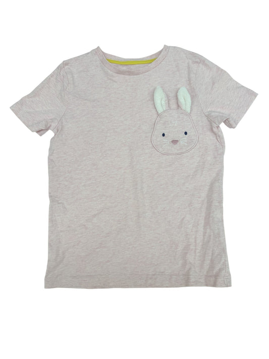 Mini Boden Bunny Appliqué Pink T-Shirt 6-7Y