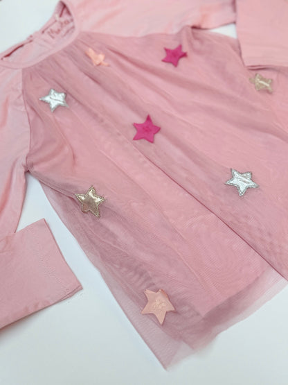 Mini Boden Pink Star Tulle Top 4-5Y
