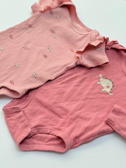 Pekkle Pink Dinosaur Bodysuit Set 9M