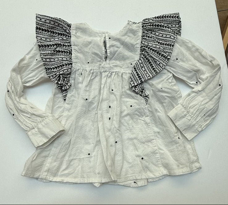 Zara Kids White Embroidered Blouse Size 5