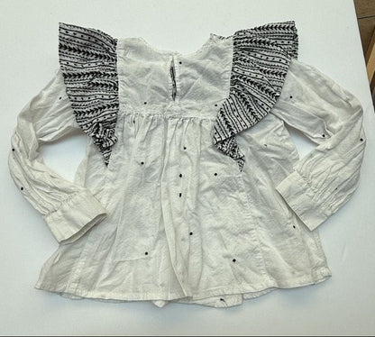 Zara Kids White Embroidered Blouse Size 5