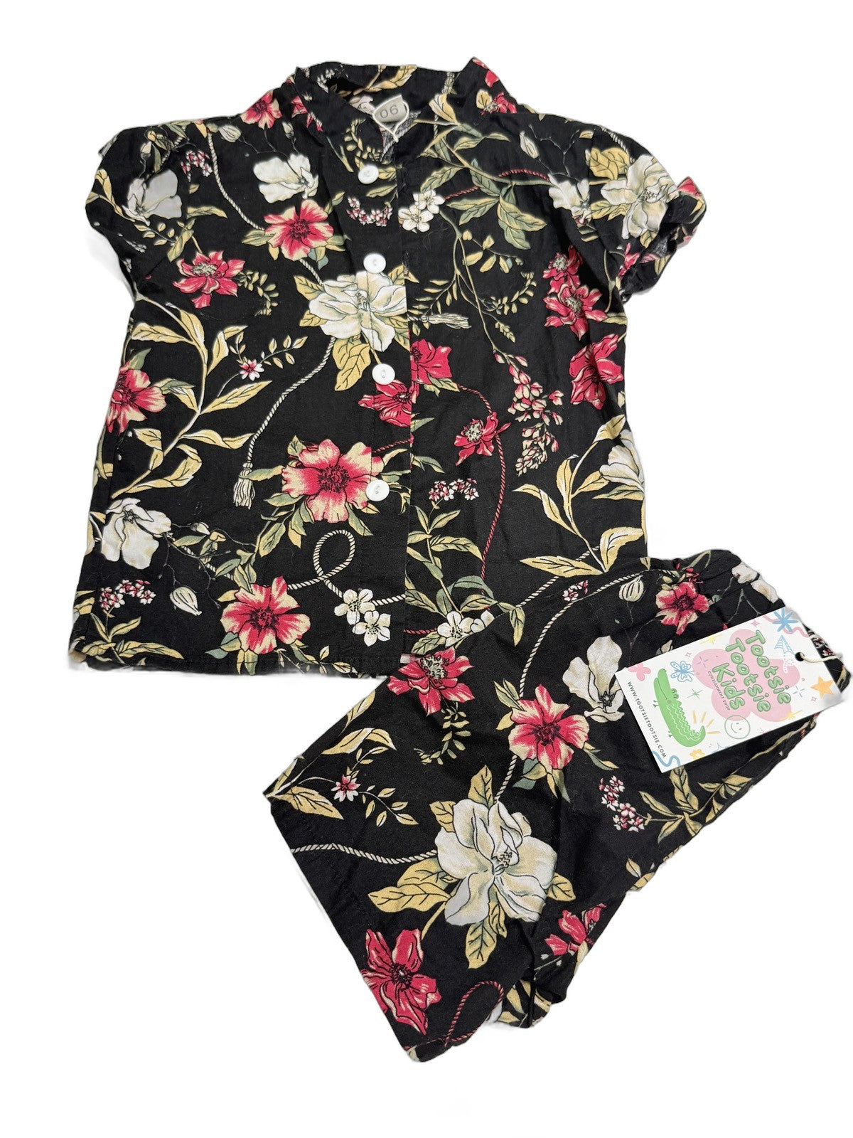Unknown Black Floral Pajama Set Size 24m