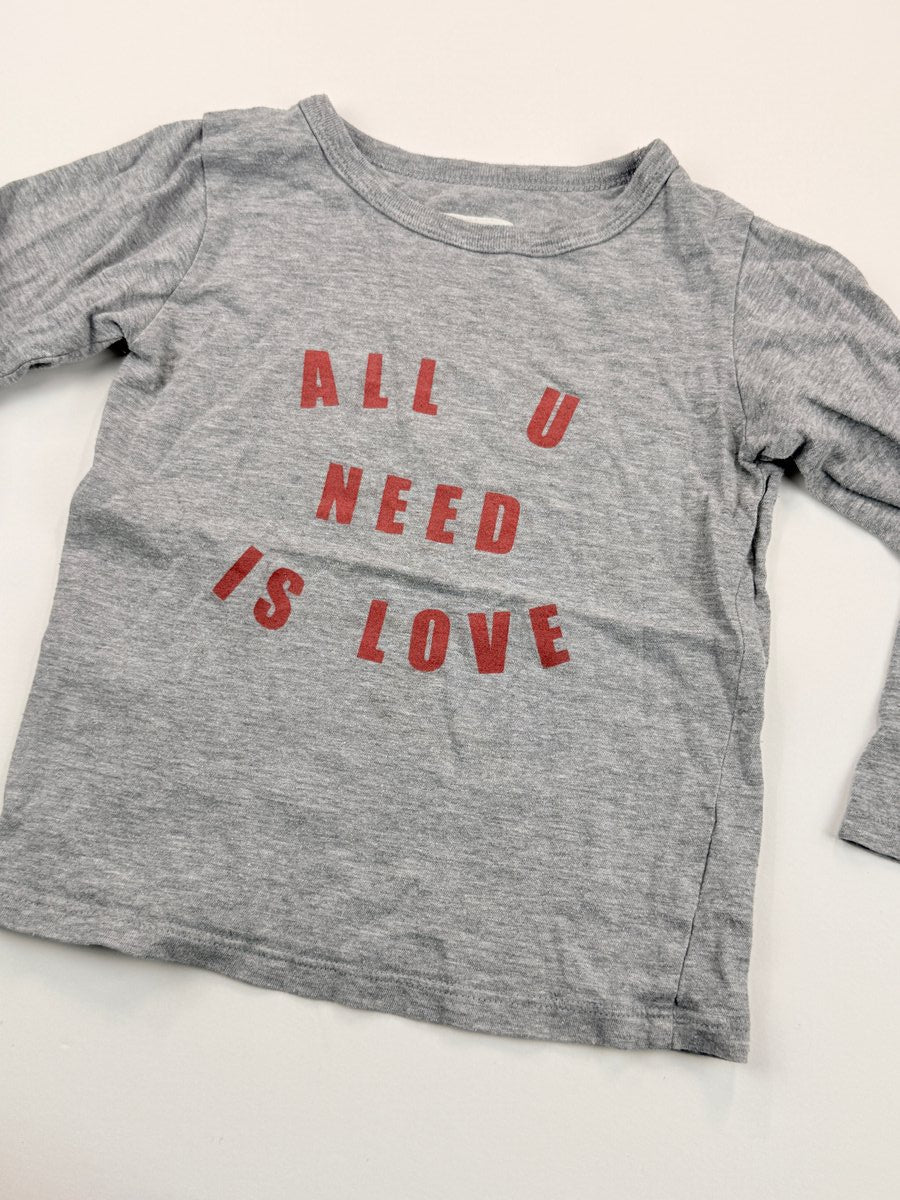 mini mioche All U Need Is Love T-Shirt Size 3/4